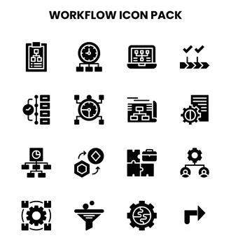 Workflow Glyph Graphics Icons Pack Stock Illustration