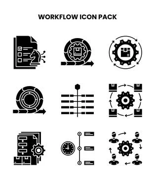 Workflow Glyph Set Icons Pack Stockillustratie