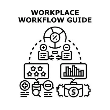 Workflow guide process and business analysis concept Stock Illustration