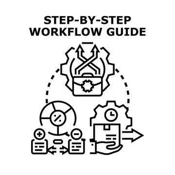 Workflow guide process strategy steps icon concept Stock Illustration