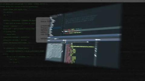 Workflow of a hacker on the computer display Stock Footage 75986499