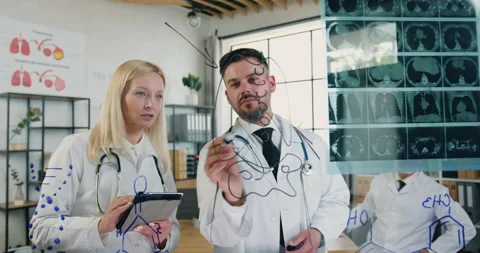 Workflow in hospital where good-looking confident successful qualified doctors Stock Footage 160344206