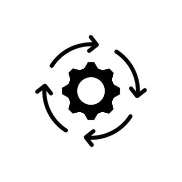 Workflow icon in black. Vector on isolated white background. EPS 10 Ilustración de archivo