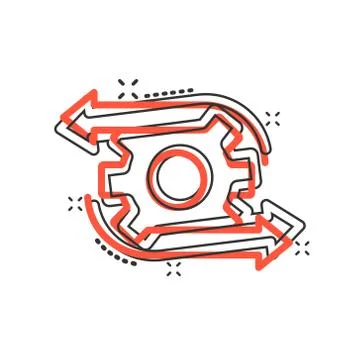 Workflow icon in comic style. Gear effective cartoon vector illustration on w Stock Illustration