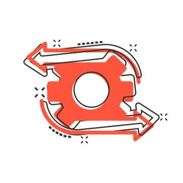 Workflow icon in comic style. Gear effective cartoon vector illustration on w 스톡 일러스트
