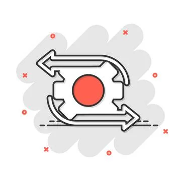 Workflow icon in comic style. Gear effective cartoon vector illustration on w Illustrazione stock