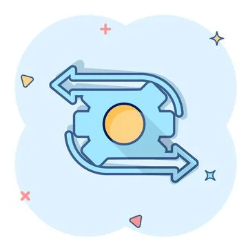 Workflow icon in comic style. Gear effective cartoon vector illustration on w Stock Illustration
