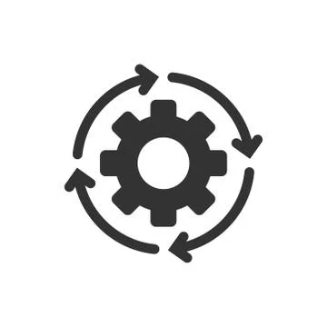 Workflow icon in flat style. Gear effective vector illustration on white isol Stock Illustration