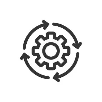 Workflow icon in flat style. Gear effective vector illustration on white isol Stock Illustration