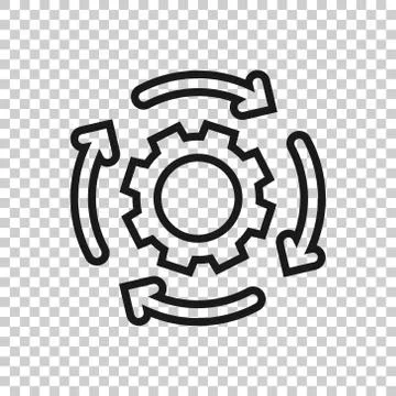 Workflow icon in flat style. Gear effective vector illustration on white isol 스톡 일러스트