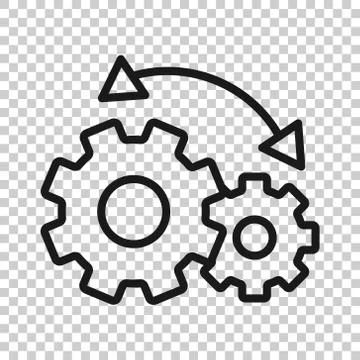 Workflow icon in flat style. Gear effective vector illustration on white isol Stock Illustration