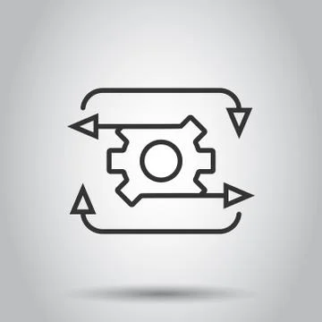 Workflow icon in flat style. Gear effective vector illustration on white isol 스톡 일러스트