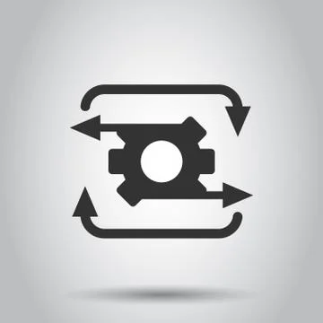 Workflow icon in flat style. Gear effective vector illustration on white isol 스톡 일러스트