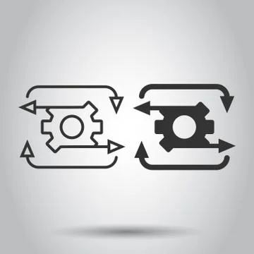 Workflow icon in flat style. Gear effective vector illustration on white isol 스톡 일러스트