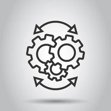 Workflow icon in flat style. Gear effective vector illustration on white isol Stock Illustration
