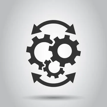 Workflow icon in flat style. Gear effective vector illustration on white isol Stock Illustration