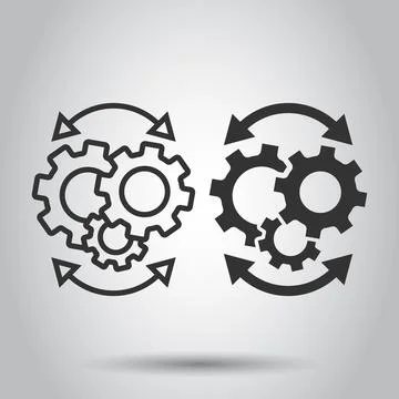 Workflow icon in flat style. Gear effective vector illustration on white isol Stock Illustration