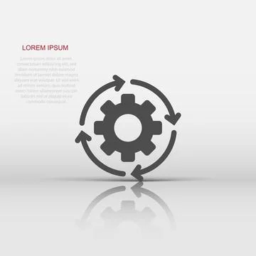 Workflow icon in flat style. Gear effective vector illustration on white is.. 스톡 일러스트