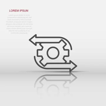 Workflow icon in flat style. Gear effective vector illustration on white is.. 스톡 일러스트