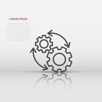 Workflow icon in flat style. Gear effective vector illustration on white is.. Stock Illustration