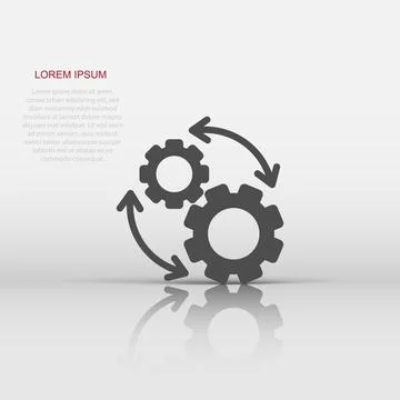 Workflow icon in flat style. Gear effective vector illustration on white is.. Stock Illustration