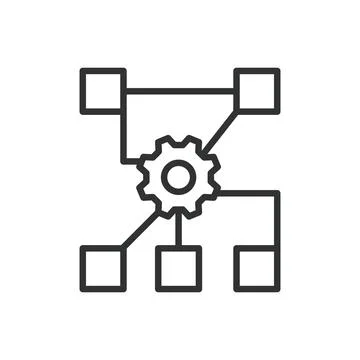 Workflow, icon in line design. Workflow, process, task flow, productivity Stock Illustration