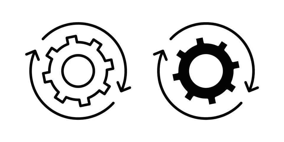 Workflow icon linear versions pack on white background Stock Illustration