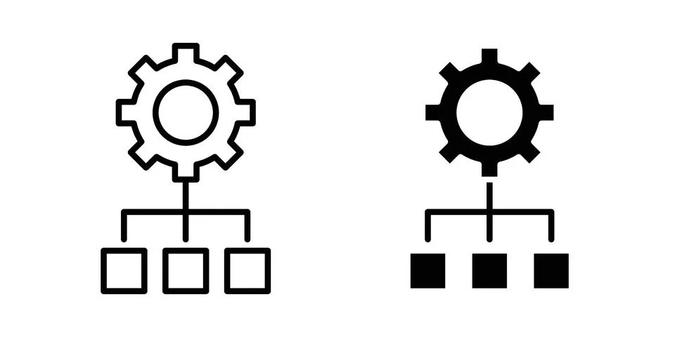 Workflow icon linear versions pack on white background Stock Illustration