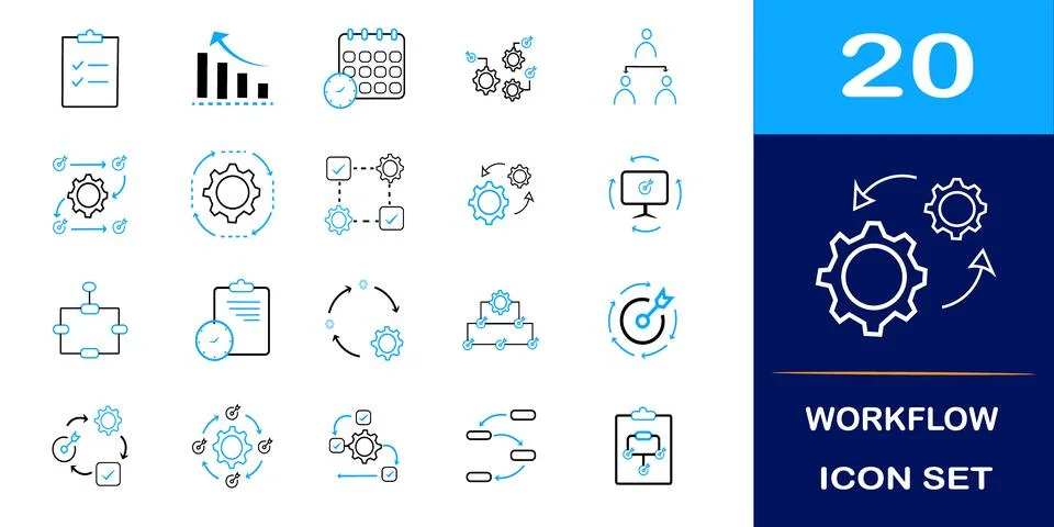 Workflow icon set collection. イラスト素材