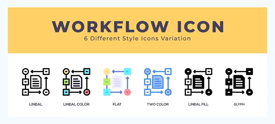 Workflow icon set. Design elements for logo Stock Illustration
