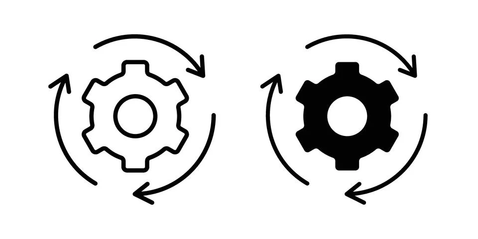 Workflow icon set modern line and solid style collection. Illustrazione stock