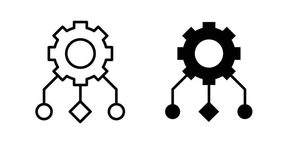 Workflow icon set modern line and solid style collection. Stock Illustration