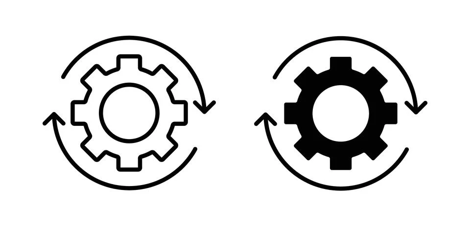 Workflow icon thin line and clipart style vector set 스톡 일러스트