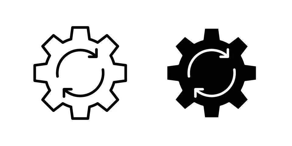 Workflow icon vector concepts, line and silhouette style 스톡 일러스트