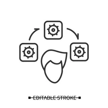 Workflow icon.Person head with block of time tasks Stock Illustration