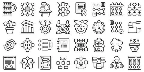 Workflow icons set outline vector. Sitemap plan イラスト素材