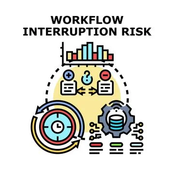 Workflow interruption risk concept illustration business process Stock Illustration