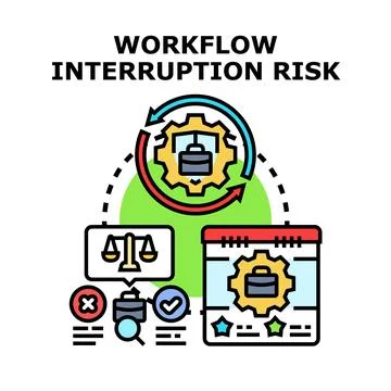 Workflow interruption risk concept vector plan Stock Illustration