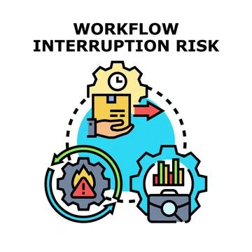 Workflow interruption risk management process illustration Stock Illustration