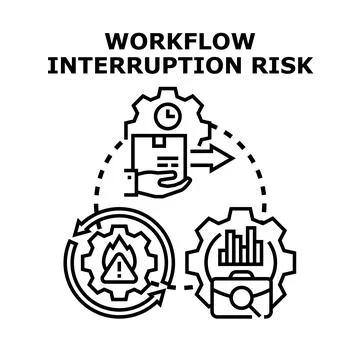 Workflow interruption risk management process illustration Stock Illustration