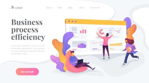Workflow landing page template. Illustrazione stock