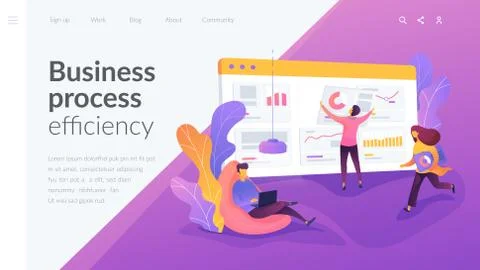 Workflow landing page template. Stock Illustration
