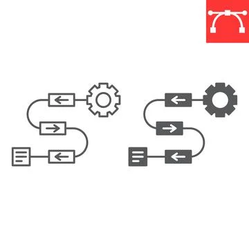 Workflow line and glyph icon Stock Illustration