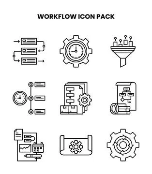 Workflow Line Bundle Icons Pack Illustrazione stock