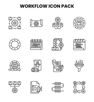Workflow Line Design Icons Pack Stock Illustration