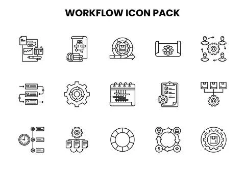 Workflow Line Design Icons Pack Stock Illustration