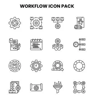 Workflow Line Design Icons Pack Stock Illustration