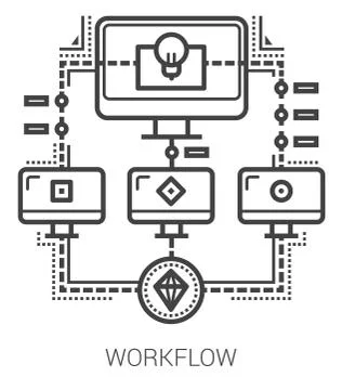 Workflow line icons Stock Illustration