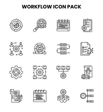 Workflow Line Icons Pack Stock Illustration