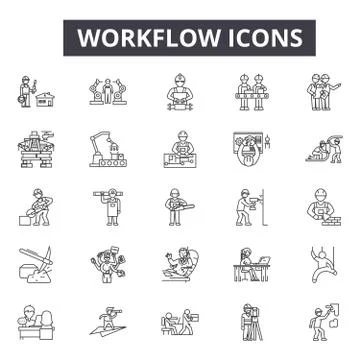 Workflow line icons, signs, vector set, linear concept, outline illustration 스톡 일러스트